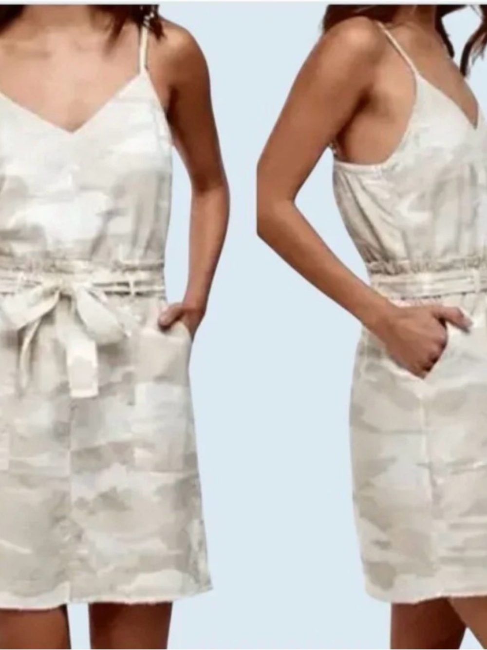 Splendid Beige Camo Tie-Waist Slip Dress